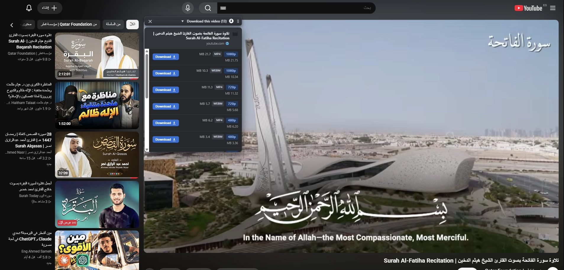 MBDM Browser Video Quality Selector